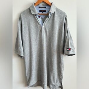 Vintage Tommy Hilfiger Golf Mens Grey 100% Cotton Polo Shirt - Size L (Fits Big)